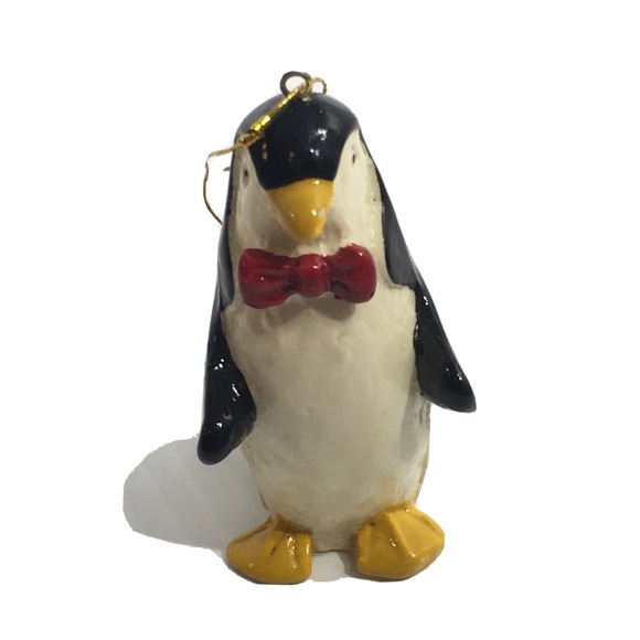 Other - Penguin Christmas Ornament Red Bow Tie 2.5"